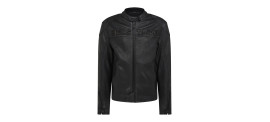 STOUR BLOUSON BLACK Cuir homme